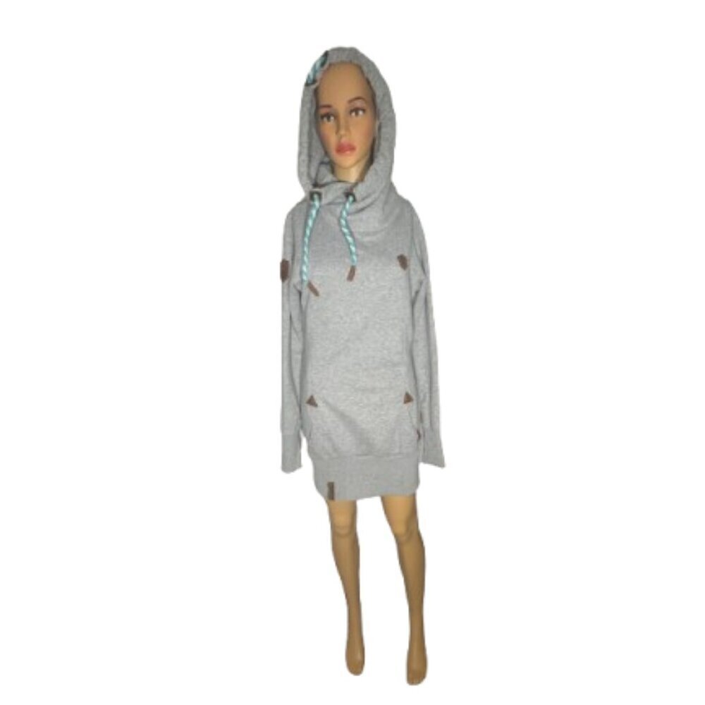 Naketano Hoodie Sweatshirt Dress with Leather Details Size Medium